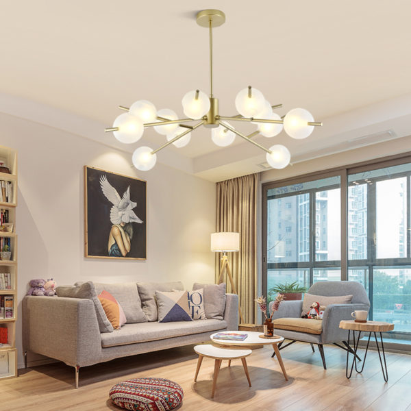 Nordic Simple Chandelier Frosted Spray Painting Pendant Light Golden Fixture Glass Shade Pendant Light - Image 5