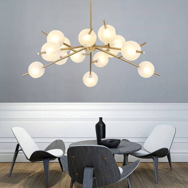 Nordic Simple Chandelier Frosted Spray Painting Pendant Light Golden Fixture Glass Shade Pendant Light - Image 6