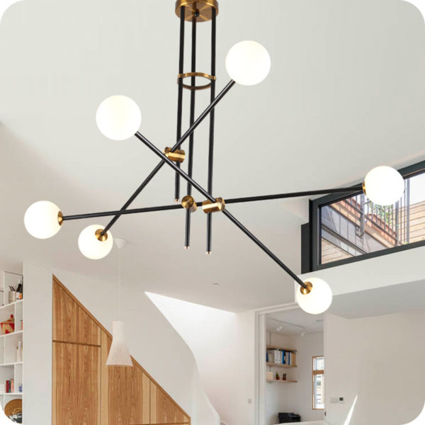 Contemporary Simple Pendant Light Frosted Spray Painting Pendant Light Geometry Lines Light - Image 4