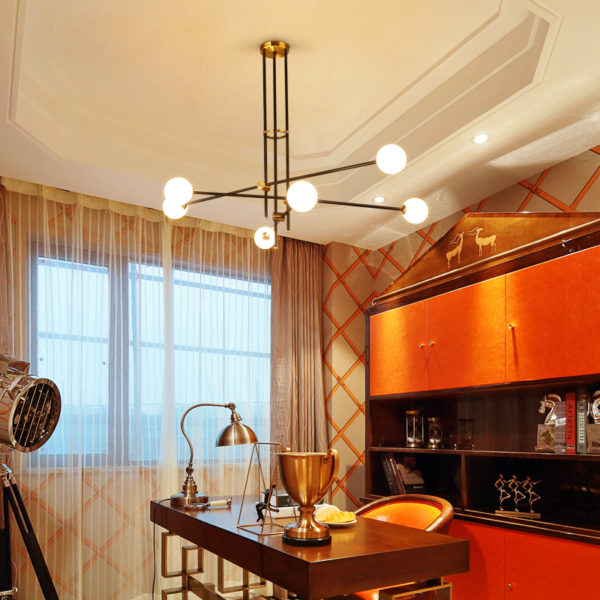 Contemporary Simple Pendant Light Frosted Spray Painting Pendant Light Geometry Lines Light - Image 6