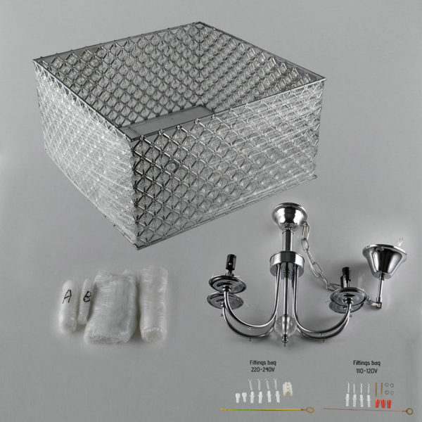 Modern Crystal Chandelier Chrome Finish with 4 Lights Square - Image 4
