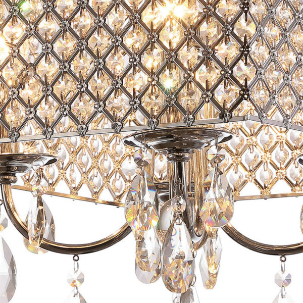 Modern Crystal Chandelier Chrome Finish with 4 Lights Square - Image 5