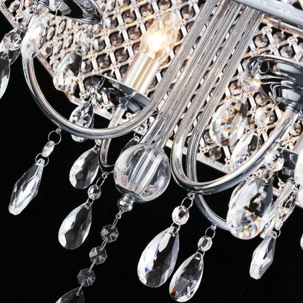 Modern Crystal Chandelier Chrome Finish with 4 Lights Square - Image 6