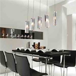 Dining Room Lighting Stainless Steel 5-Light Mini Bar Pendant Light with K9 Crystal Ball Drop