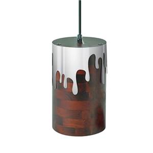 Round Mirror Pendant Light Industrial Stainless Steel Pendant Light Wooden Living Room Bedroom Light