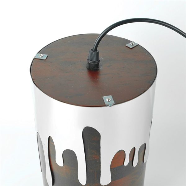 Round Mirror Pendant Light Industrial Stainless Steel Pendant Light Wooden Living Room Bedroom Light - Image 6