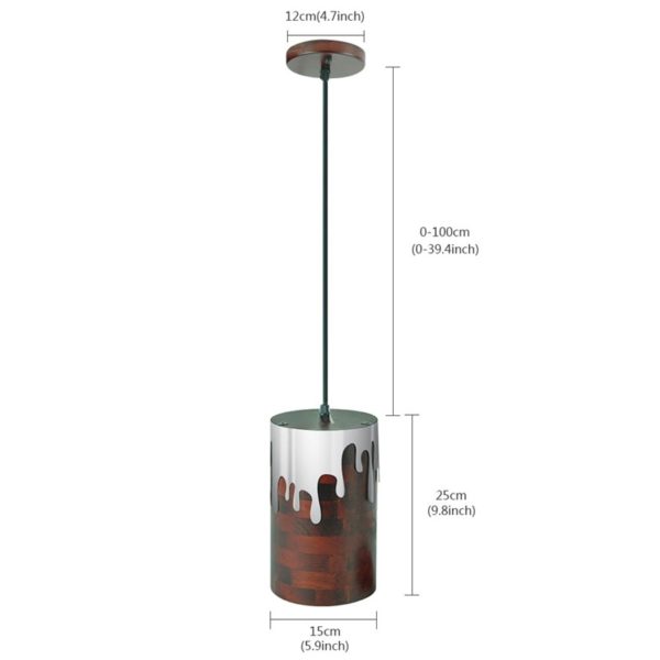 Round Mirror Pendant Light Industrial Stainless Steel Pendant Light Wooden Living Room Bedroom Light - Image 7
