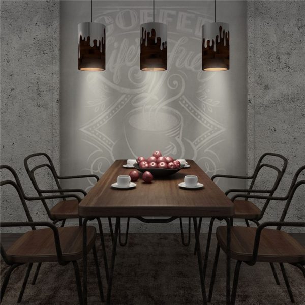 Round Mirror Pendant Light Industrial Stainless Steel Pendant Light Wooden Living Room Bedroom Light - Image 8