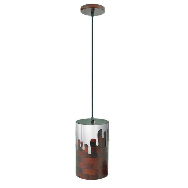 Round Mirror Pendant Light Industrial Stainless Steel Pendant Light Wooden Living Room Bedroom Light - Image 3