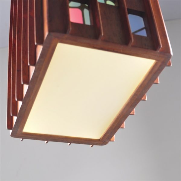 Wooden Pendant Light Industrial Loft Pendant Light with Mosaic Texture - Image 8