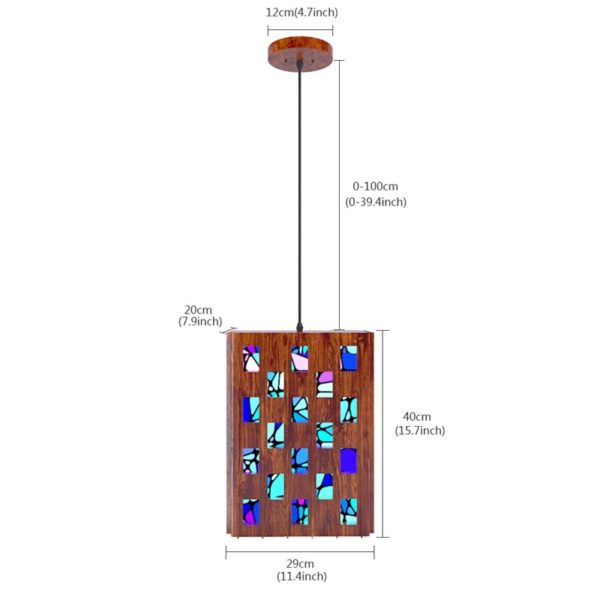 Wooden Pendant Light Industrial Loft Pendant Light with Mosaic Texture - Image 2
