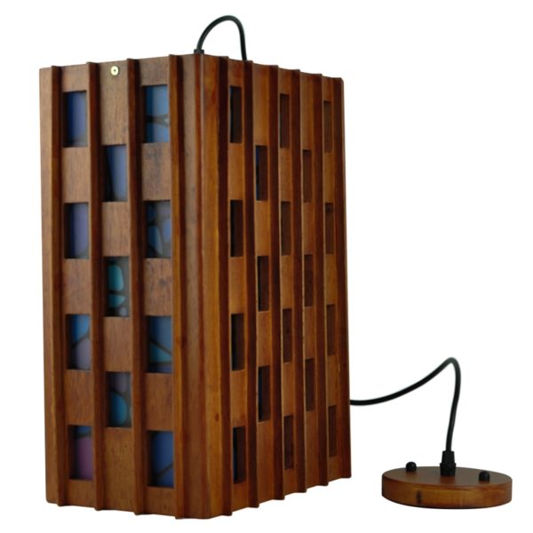 Wooden Pendant Light Industrial Loft Pendant Light with Mosaic Texture - Image 4