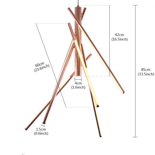 Metal Pendant Light Rosy Golden Bamboo Point Pendant Light Decorative Light with Remote Control - Image 2