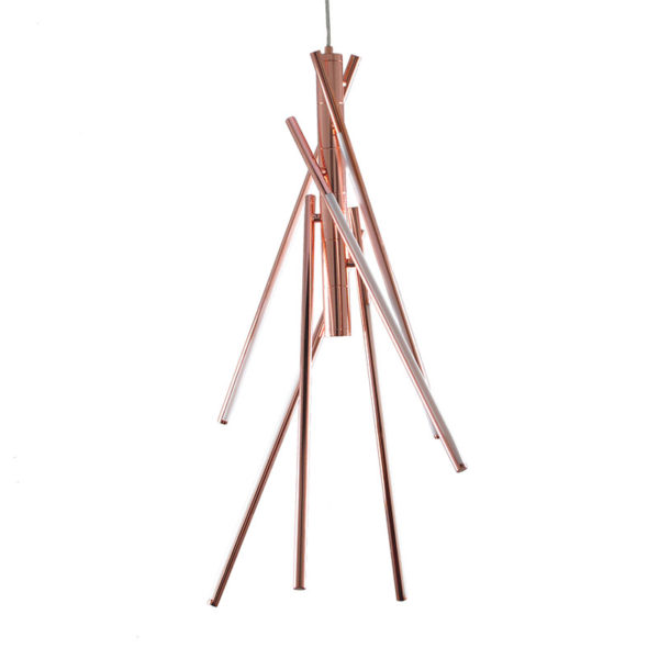 Metal Pendant Light Rosy Golden Bamboo Point Pendant Light Decorative Light with Remote Control - Image 3