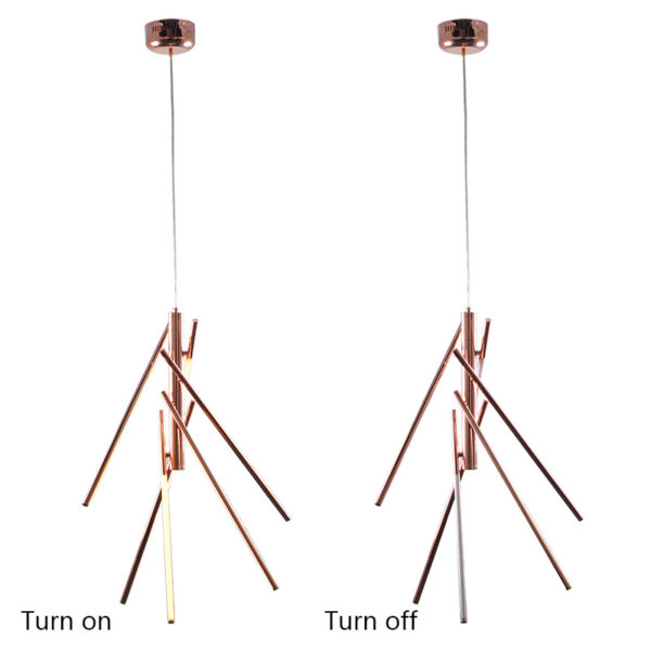Metal Pendant Light Rosy Golden Bamboo Point Pendant Light Decorative Light with Remote Control - Image 5