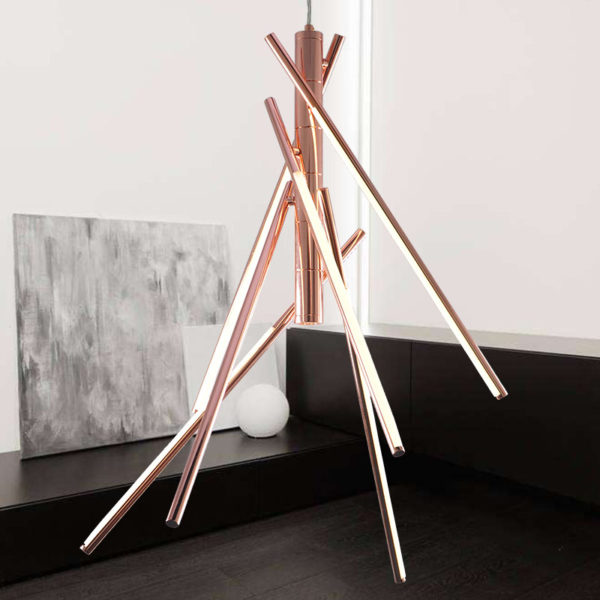 Metal Pendant Light Rosy Golden Bamboo Point Pendant Light Decorative Light with Remote Control - Image 6