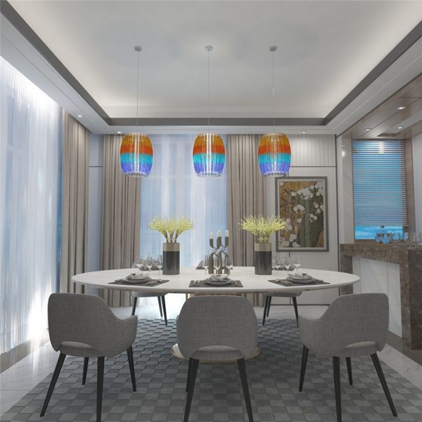 Lantern Shape Pendant Light Nordic Acrylic Pendant Light Rotating Braided Colored Light - Image 3