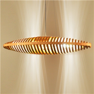 Nordic Wooden Pendant Light Hollow Out Bread Shape Dining Room Cafeteria Light Fixture