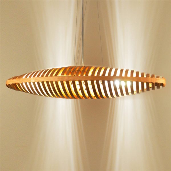 Nordic Wooden Pendant Light Hollow Out Bread Shape Dining Room Cafeteria Light Fixture - Image 7
