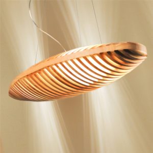Nordic Wooden Pendant Light Hollow Out Bread Shape Dining Room Cafeteria Light Fixture