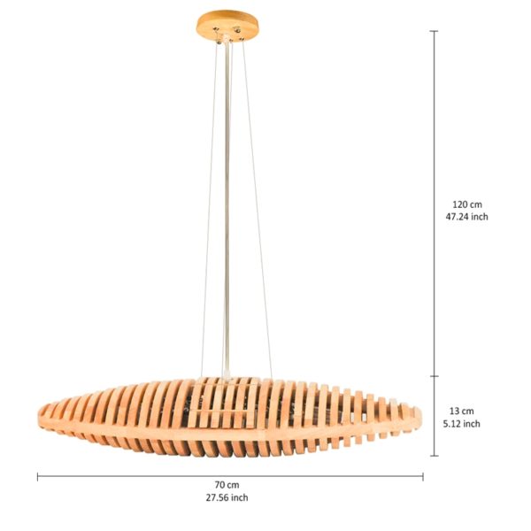 Nordic Wooden Pendant Light Hollow Out Bread Shape Dining Room Cafeteria Light Fixture - Image 2