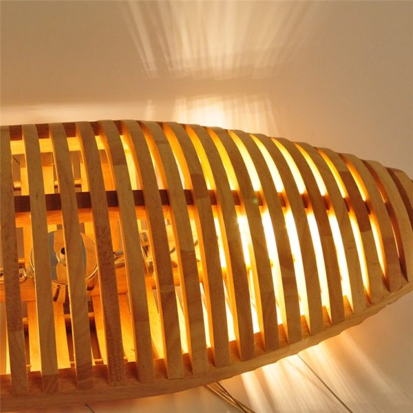 Nordic Wooden Pendant Light Hollow Out Bread Shape Dining Room Cafeteria Light Fixture - Image 4