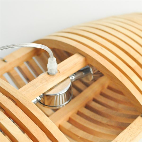Nordic Wooden Pendant Light Hollow Out Bread Shape Dining Room Cafeteria Light Fixture - Image 5