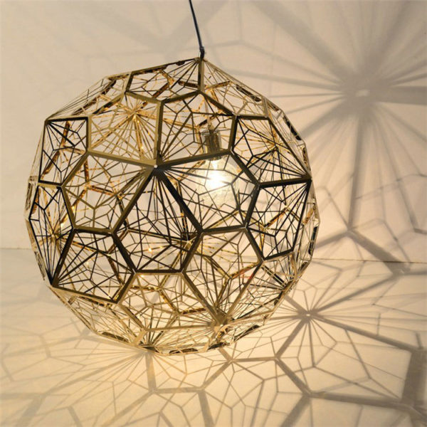 Contemporary Simple Pendant Light Stainless Steel Hollow Diamond Shape Pendant Light Living Room Bedroom Light - Image 4
