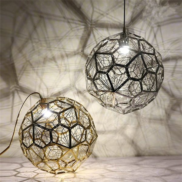 Contemporary Simple Pendant Light Stainless Steel Hollow Diamond Shape Pendant Light Living Room Bedroom Light - Image 3