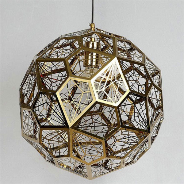 Contemporary Simple Pendant Light Stainless Steel Hollow Diamond Shape Pendant Light Living Room Bedroom Light - Image 6