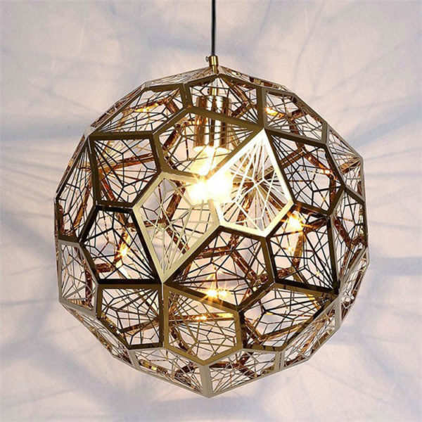 Contemporary Simple Pendant Light Stainless Steel Hollow Diamond Shape Pendant Light Living Room Bedroom Light - Image 5