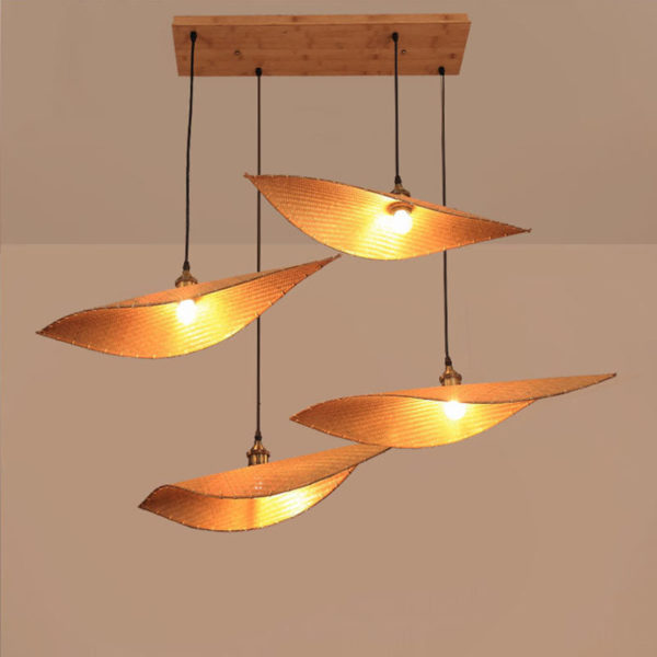 Creative Leaf Pendant Light Contemporary Bamboo Pendant Light Living Room Bedroom Tearoom Lighting - Image 7