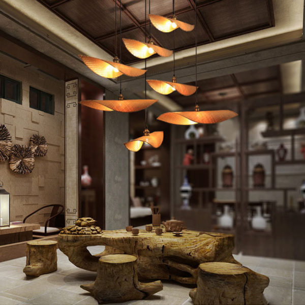 Creative Leaf Pendant Light Contemporary Bamboo Pendant Light Living Room Bedroom Tearoom Lighting - Image 8