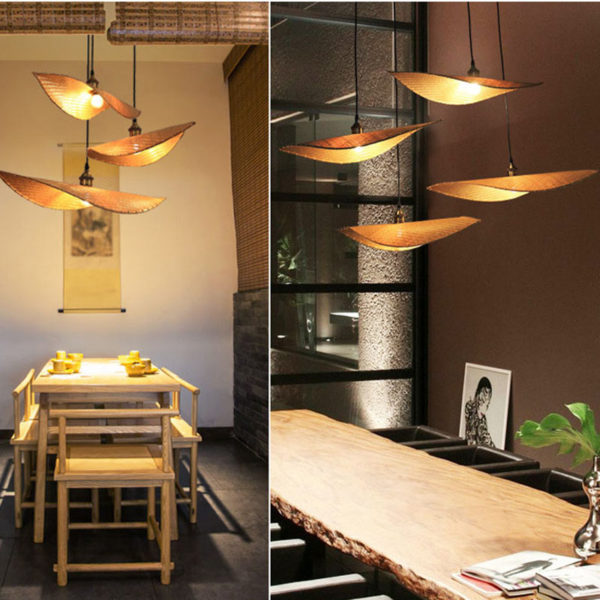 Creative Leaf Pendant Light Contemporary Bamboo Pendant Light Living Room Bedroom Tearoom Lighting - Image 3