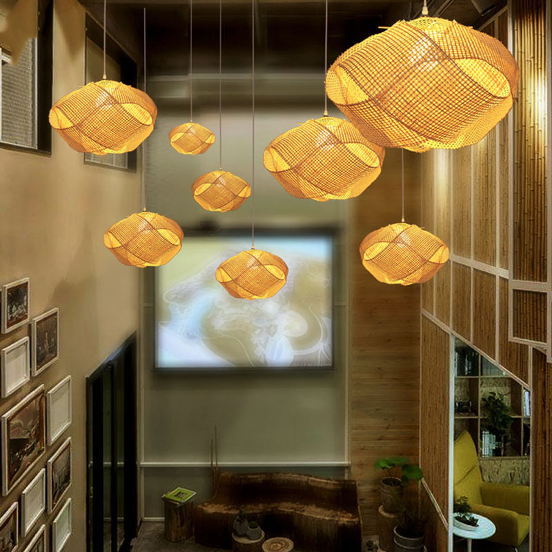 Modern Twisted Pendant Light Creative Bamboo Pendant Light Living Room Bedroom Study Lighting - Image 3