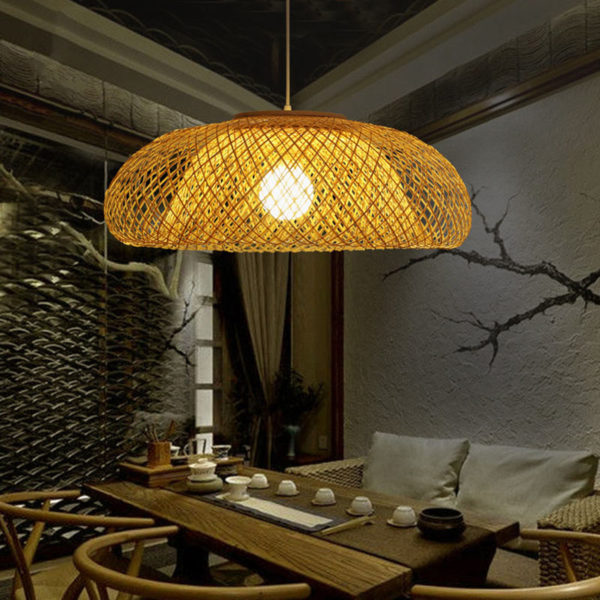 Creative Bamboo Pendant Light Simple Dome Pendant Light Living Room Lobby Hotel Room Lighting - Image 3