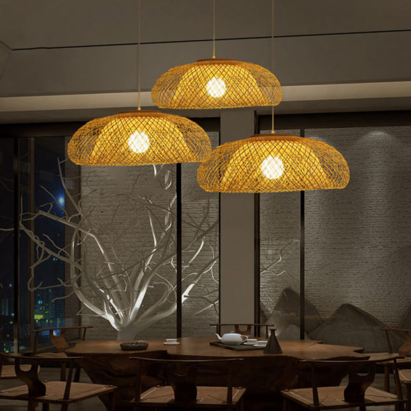 Creative Bamboo Pendant Light Simple Dome Pendant Light Living Room Lobby Hotel Room Lighting - Image 4