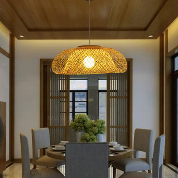 Creative Bamboo Pendant Light Simple Dome Pendant Light Living Room Lobby Hotel Room Lighting - Image 5
