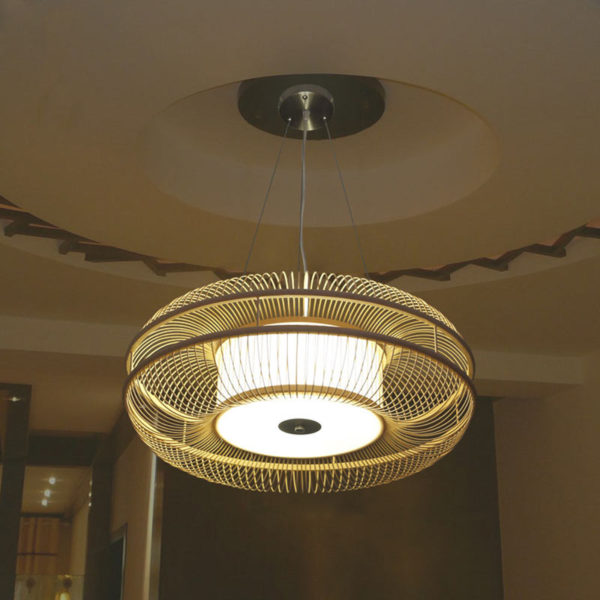 Round Hollow Pendant Light Japanese Bamboo Pendant Light Living Room Bedroom Lighting - Image 8