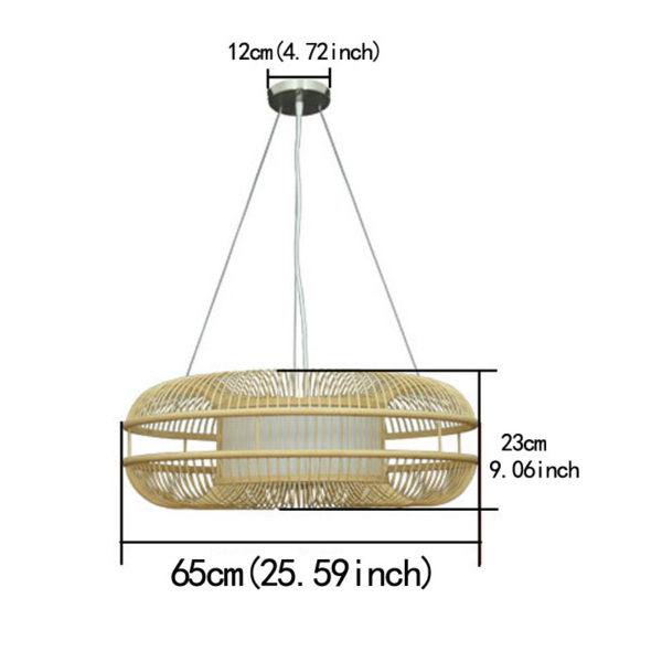 Round Hollow Pendant Light Japanese Bamboo Pendant Light Living Room Bedroom Lighting - Image 9
