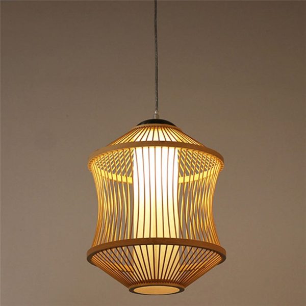 Bamboo Cage Pendant Light Japanese Simple Pendant Light Living Room Bedroom Study Hallway Lighting - Image 7