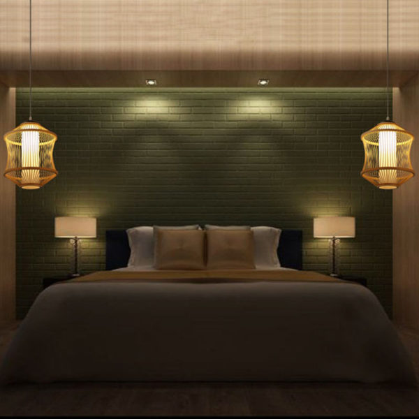 Bamboo Cage Pendant Light Japanese Simple Pendant Light Living Room Bedroom Study Hallway Lighting - Image 8