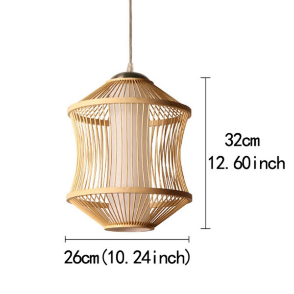 Bamboo Cage Pendant Light Japanese Simple Pendant Light Living Room Bedroom Study Hallway Lighting - Image 9