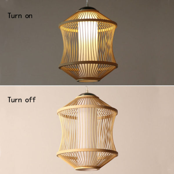 Bamboo Cage Pendant Light Japanese Simple Pendant Light Living Room Bedroom Study Hallway Lighting - Image 2
