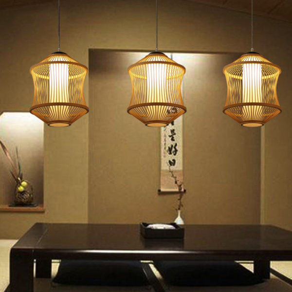 Bamboo Cage Pendant Light Japanese Simple Pendant Light Living Room Bedroom Study Hallway Lighting - Image 4