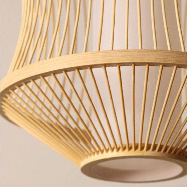 Bamboo Cage Pendant Light Japanese Simple Pendant Light Living Room Bedroom Study Hallway Lighting - Image 6