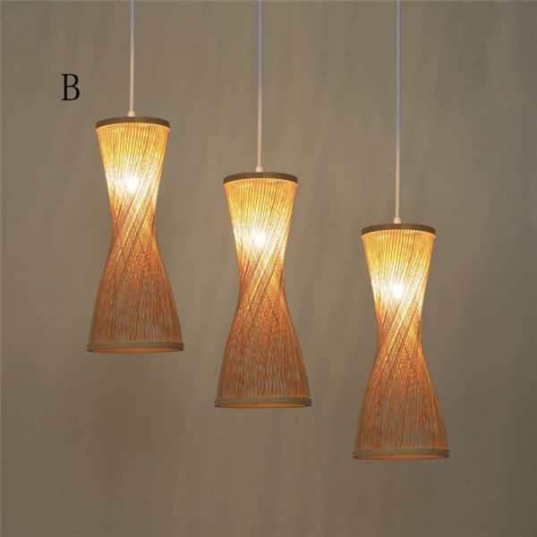 Spiral Bamboo Pendant Light Modern Hollow Pendant Light Living Room Bedroom Study Decorative Lighting - Image 8