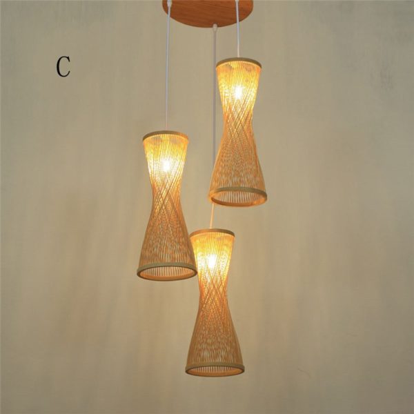 Spiral Bamboo Pendant Light Modern Hollow Pendant Light Living Room Bedroom Study Decorative Lighting - Image 9