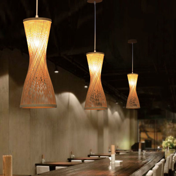 Spiral Bamboo Pendant Light Modern Hollow Pendant Light Living Room Bedroom Study Decorative Lighting - Image 3