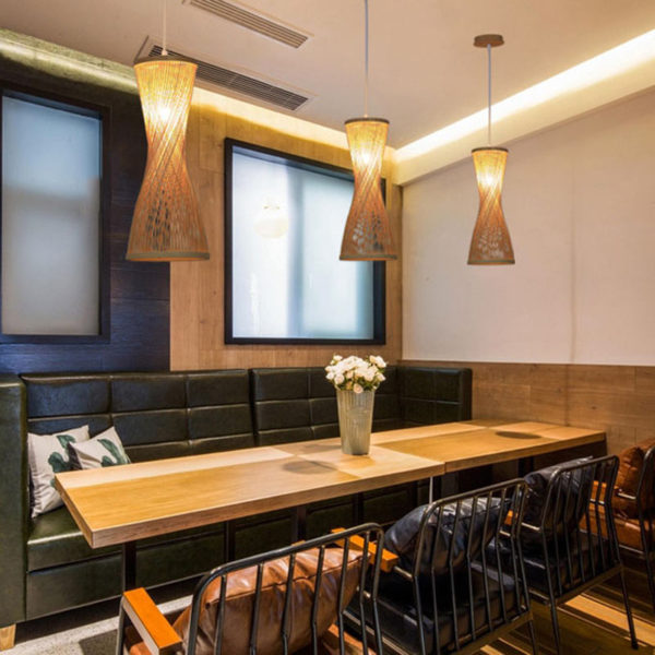 Spiral Bamboo Pendant Light Modern Hollow Pendant Light Living Room Bedroom Study Decorative Lighting - Image 5